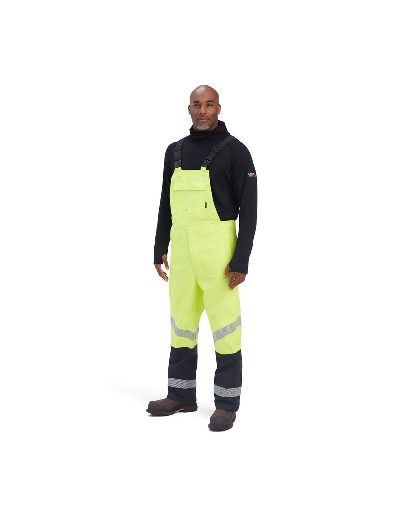 Pantalones Babero Ariat FR Hi-Vis Impermeables Hombre Amarillo | SZPL38209