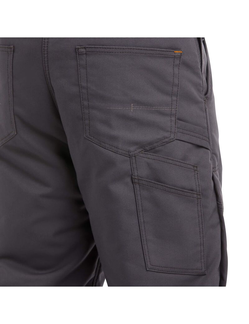 Pantalones Babero Ariat Rebar DuraCanvas Stretch Insulated Hombre Gris | DCUV84752