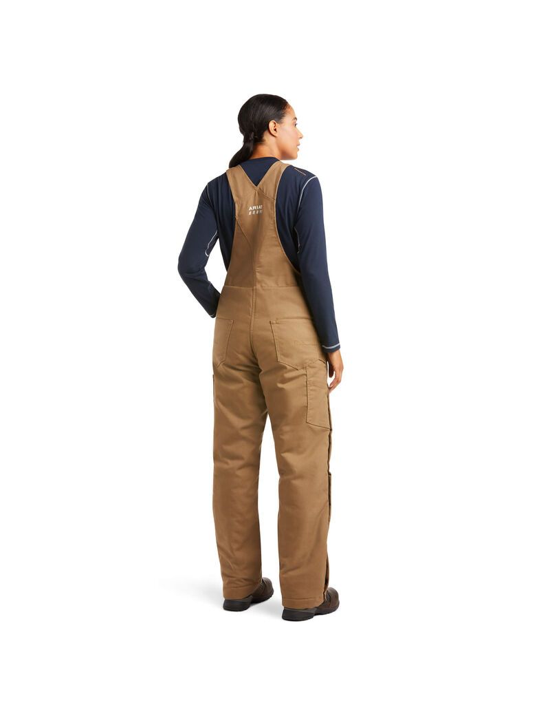 Pantalones Babero Ariat Rebar DuraCanvas Stretch Insulated Mujer Kaki | JDBI14276