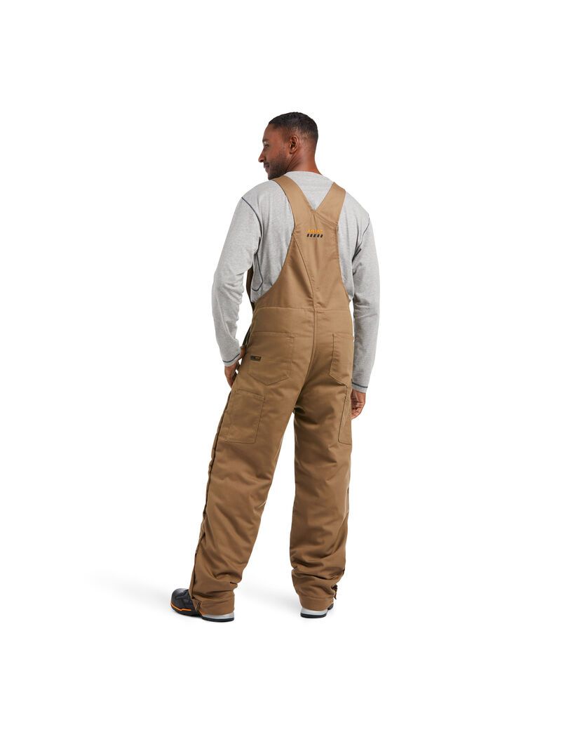 Pantalones Babero Ariat Rebar DuraCanvas Stretch Insulated Hombre Kaki | NKZF27130