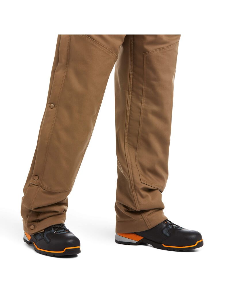 Pantalones Babero Ariat Rebar DuraCanvas Stretch Insulated Hombre Kaki | NKZF27130