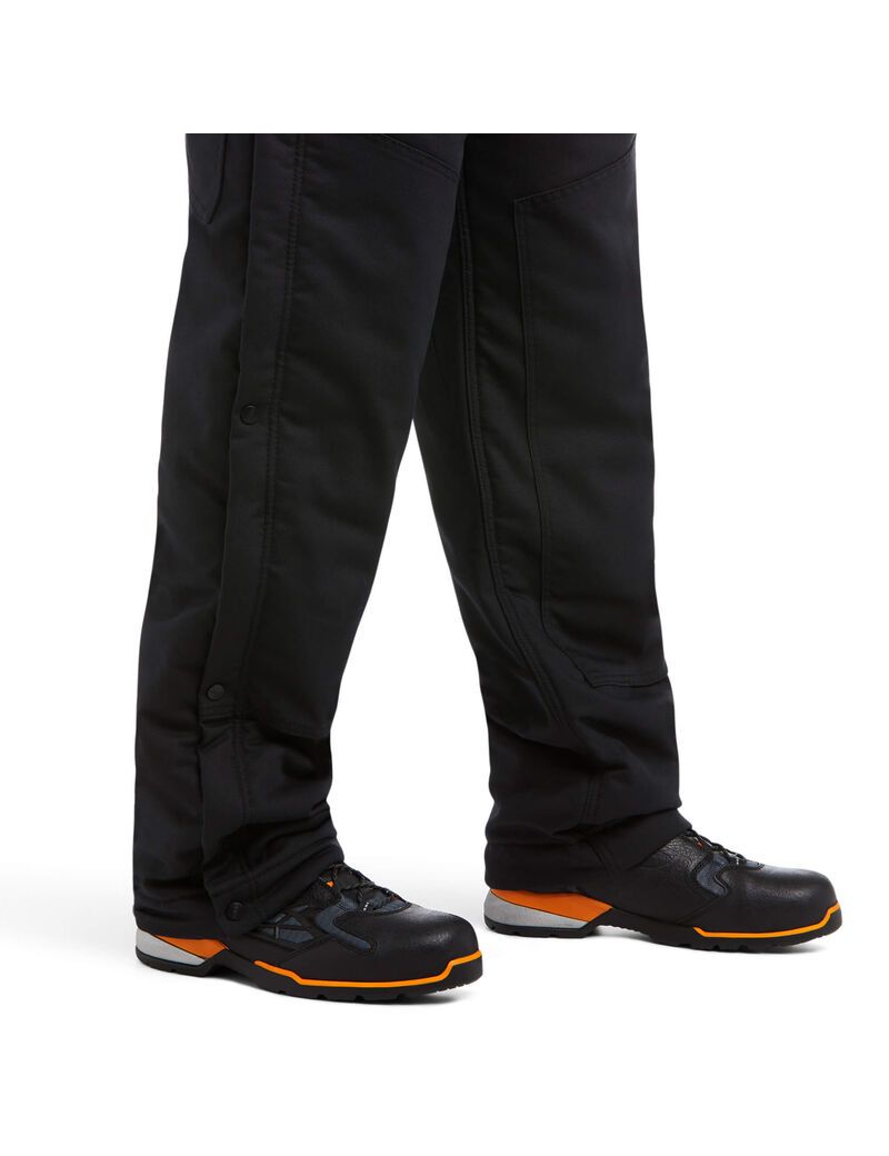 Pantalones Babero Ariat Rebar DuraCanvas Stretch Insulated Hombre Negras | PNLU93176