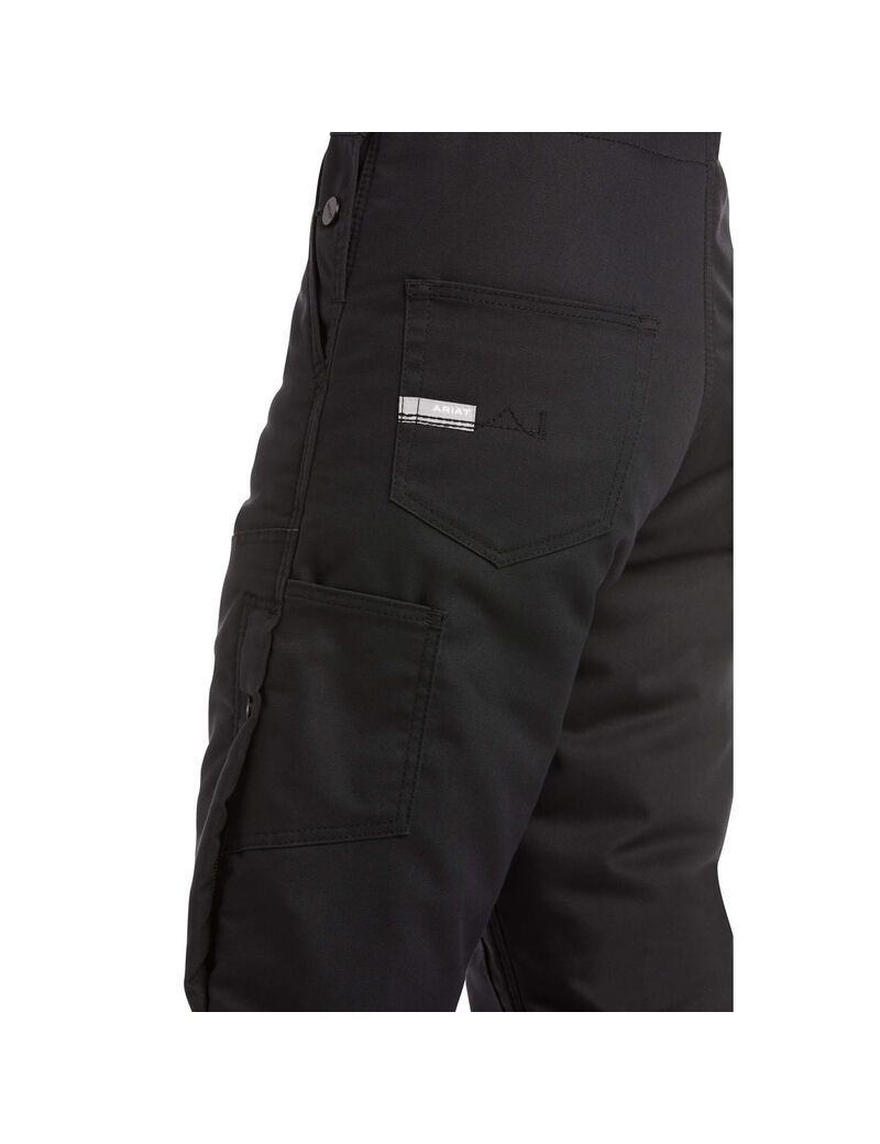 Pantalones Babero Ariat Rebar DuraCanvas Stretch Insulated Mujer Negras | URON49280