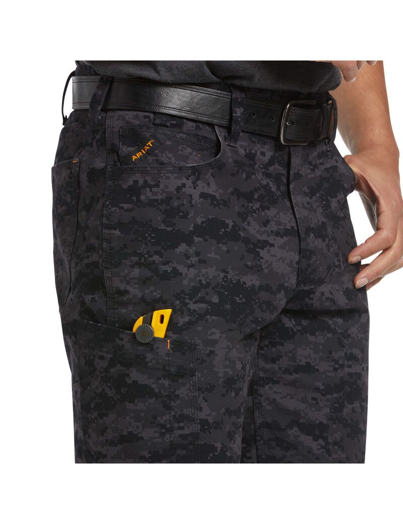 Pantalones Cortos Ariat Rebar DuraStretch Made Tough Hombre Negras Camuflaje | JKBE51894