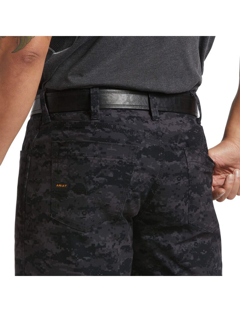 Pantalones Cortos Ariat Rebar DuraStretch Made Tough Hombre Negras Camuflaje | JKBE51894