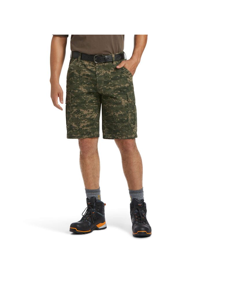 Pantalones Cortos Ariat Rebar DuraStretch Made Tough Cargo Hombre Camuflaje Oscuro | KUAX39058