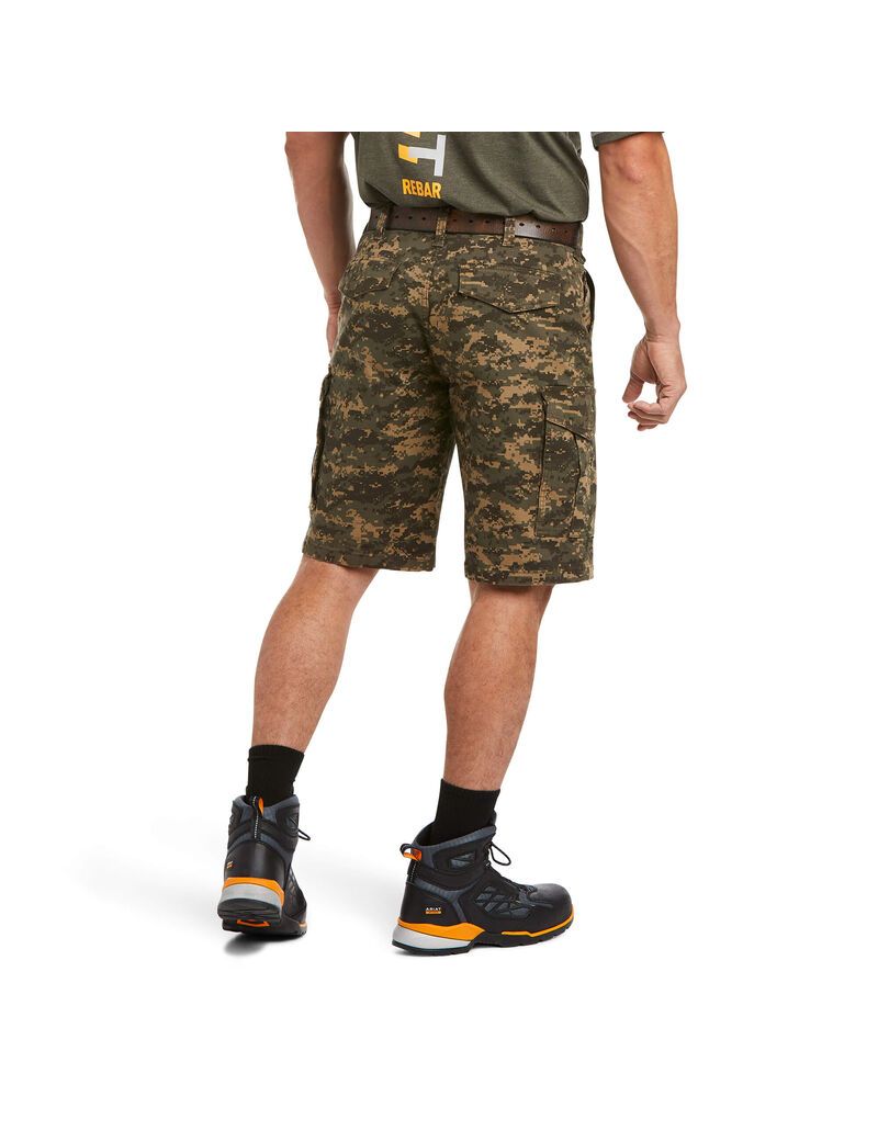 Pantalones Cortos Ariat Rebar DuraStretch Made Tough Cargo Hombre Verde Oliva Camuflaje | RGKI14659