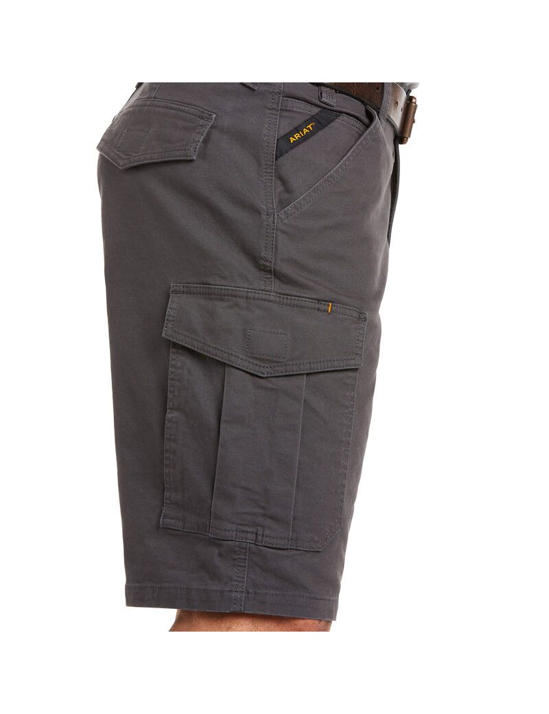 Pantalones Cortos Ariat Rebar DuraStretch Made Tough Cargo Hombre Gris | YKUW10436