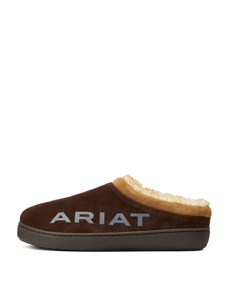 Pantuflas Ariat Logo Encapuchado Back Clog Hombre Chocolate | PHWR18546