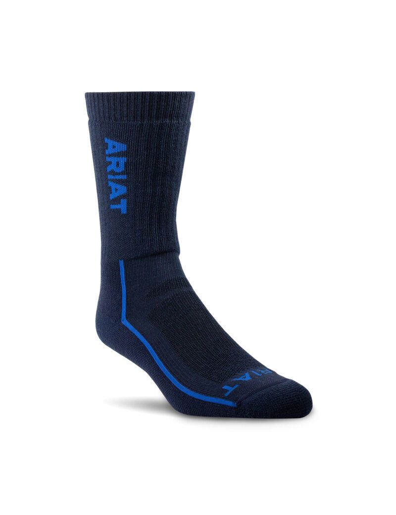 Ropa De Trabajo Ariat Heavyweight Merino Lana Steel Puntera Performance Trabajo Socks Mujer Azul Marino | NWIX52697