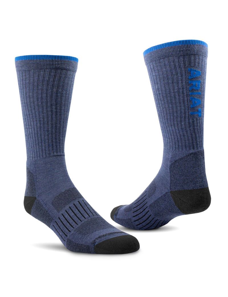 Ropa De Trabajo Ariat High Performance Crew Tek Trabajo Socks 2 Pair Pack Mujer Azul Marino | ONWC01628