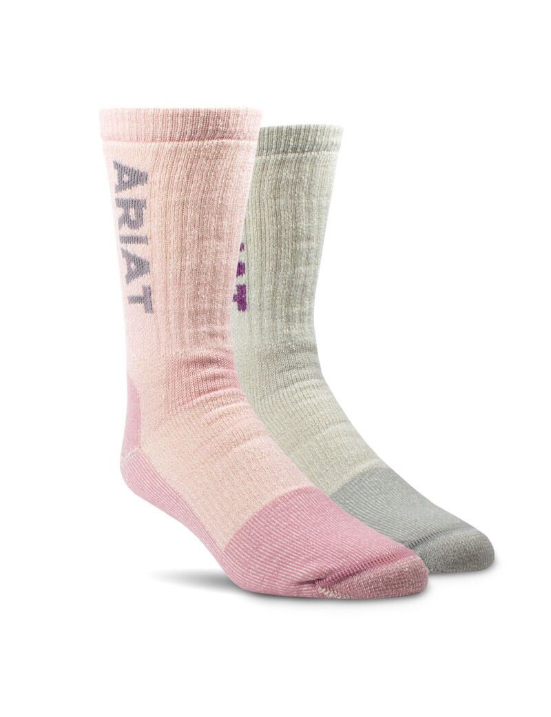 Ropa De Trabajo Ariat Midweight Merino Lana Blend Steel Puntera Trabajo Socks 2 Pair Multi Color Pack Mujer Multicolor | LEMX13067