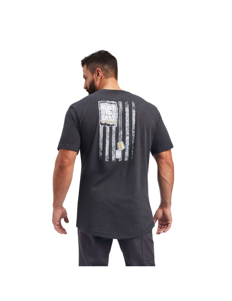 Ropa De Trabajo Ariat Rebar Algodon Strong Dog Tags T Shirts Hombre Gris | ABHG42089