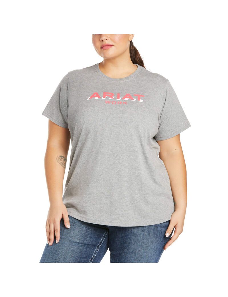 Ropa De Trabajo Ariat Rebar Algodon Strong Logo T Shirts Mujer Gris | AVWL23471