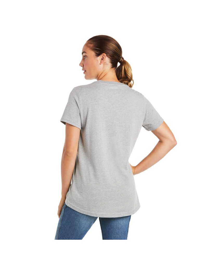 Ropa De Trabajo Ariat Rebar Algodon Strong Logo T Shirts Mujer Gris | AVWL23471