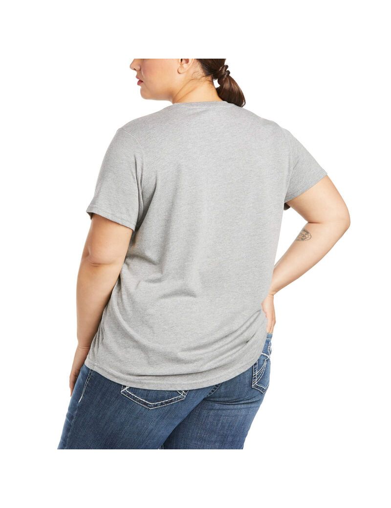 Ropa De Trabajo Ariat Rebar Algodon Strong Logo T Shirts Mujer Gris | AVWL23471