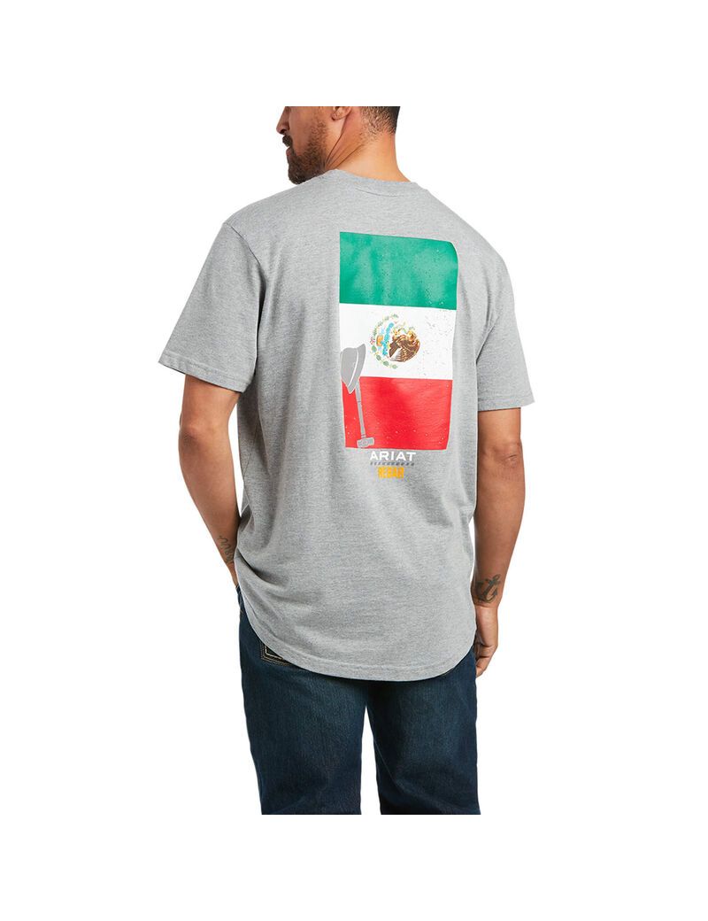 Ropa De Trabajo Ariat Rebar Algodon Strong Mexican Pride Estampadas T Shirts Hombre Gris | BGUZ50879