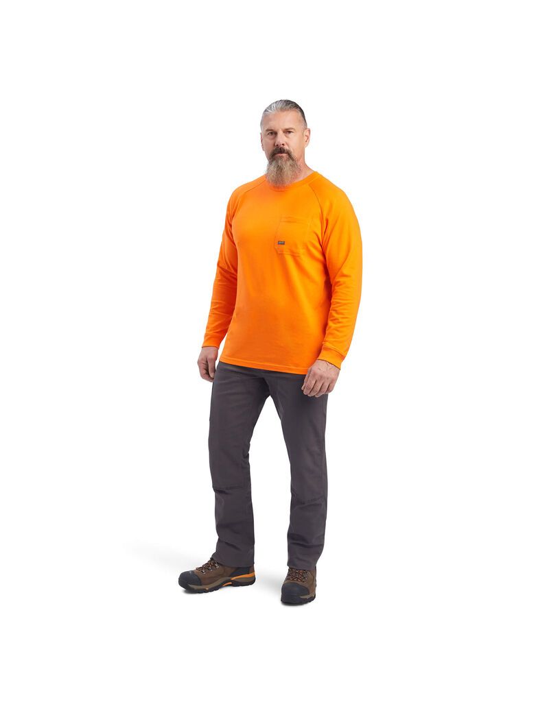 Ropa De Trabajo Ariat Rebar Algodon Strong T Shirts Hombre Naranjas | KFJE34197