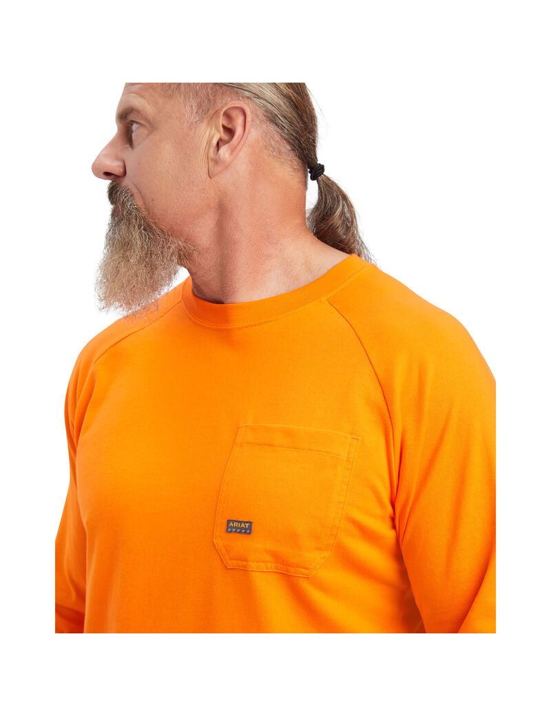 Ropa De Trabajo Ariat Rebar Algodon Strong T Shirts Hombre Naranjas | KFJE34197