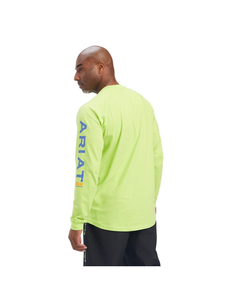 Ropa De Trabajo Ariat Rebar Algodon Strong Estampadas T Shirts Hombre Verde Claro Azules | LFDP47218