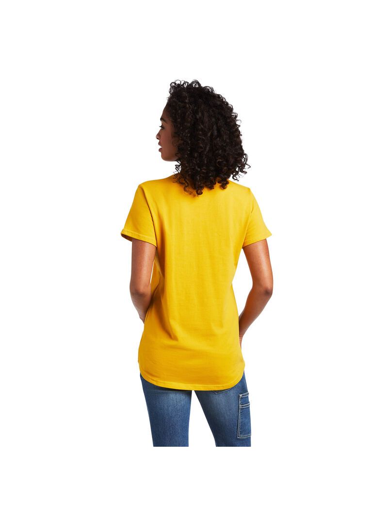 Ropa De Trabajo Ariat Rebar Algodon Strong V-Neck Top Mujer Doradas | LNUJ49785