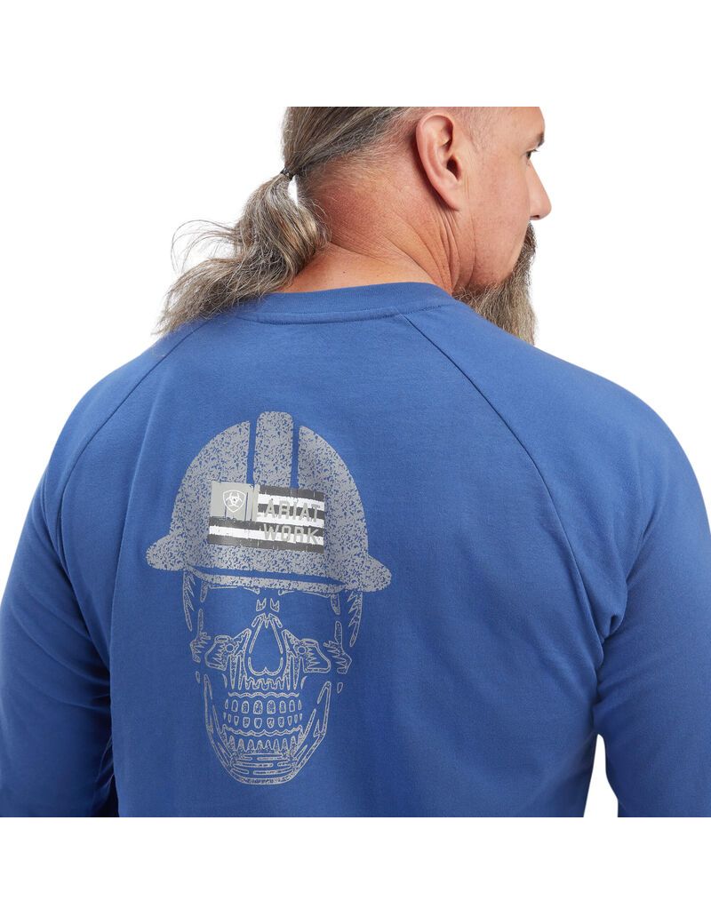 Ropa De Trabajo Ariat Rebar Algodon Strong Roughneck Estampadas T Shirts Hombre Azules | NKCH29501