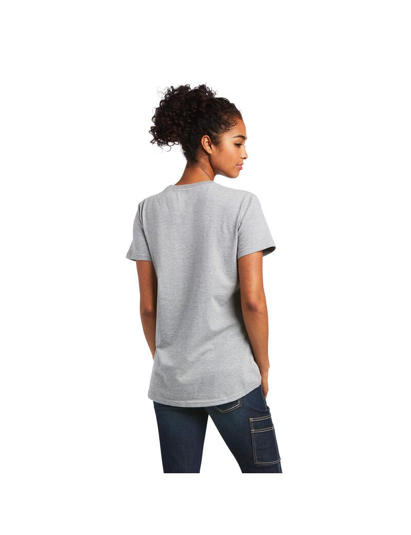 Ropa De Trabajo Ariat Rebar Algodon Strong Farm Estampadas T Shirts Mujer Gris | NZRE74901