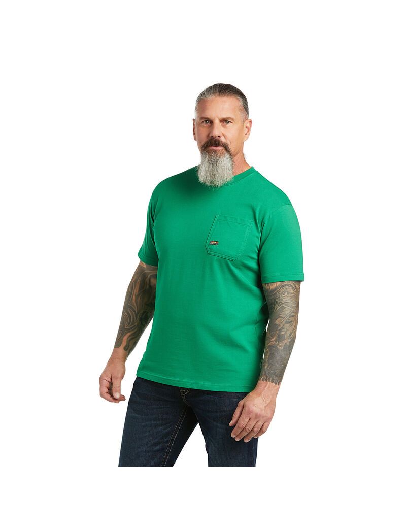 Ropa De Trabajo Ariat Rebar Algodon Strong American Outdoors T Shirts Hombre Multicolor | PZXW32576