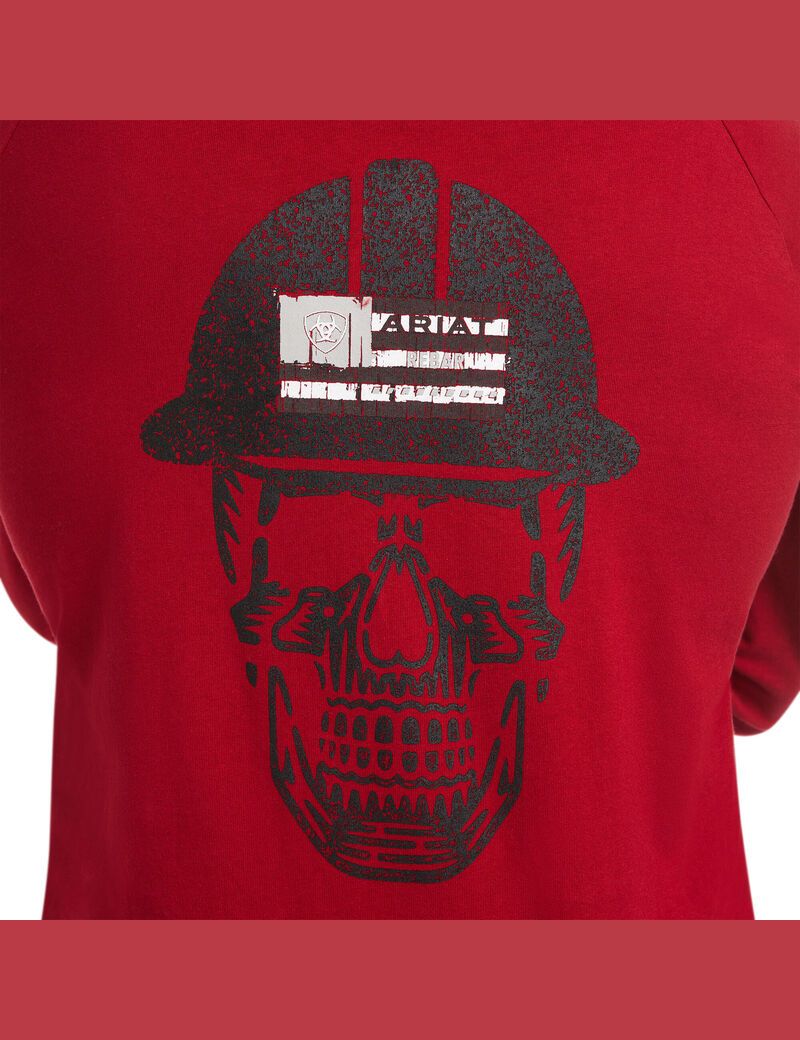 Ropa De Trabajo Ariat Rebar Algodon Strong Roughneck Estampadas T Shirts Hombre Rojas | YFMO16279