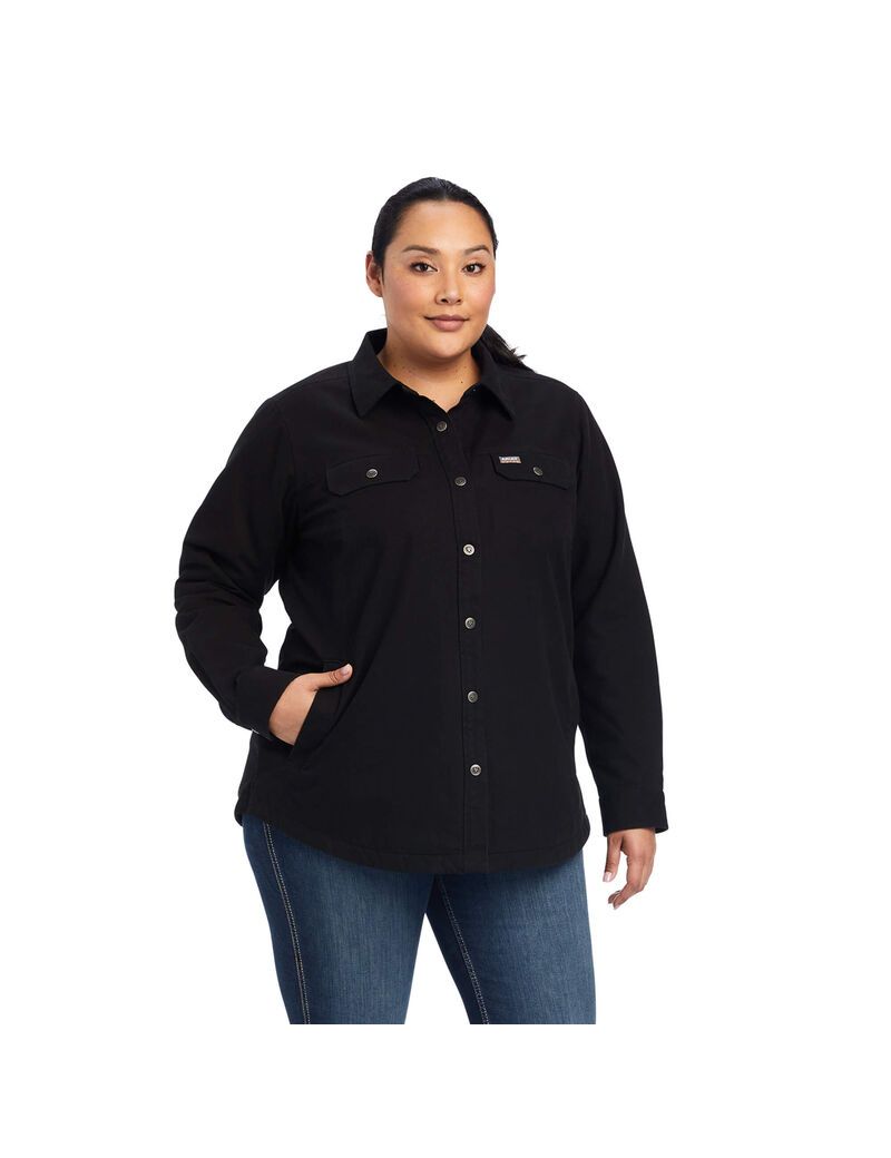 Ropa De Trabajo Ariat Rebar Classic Lona Shirts Jackets Mujer Negras | ELFD42687