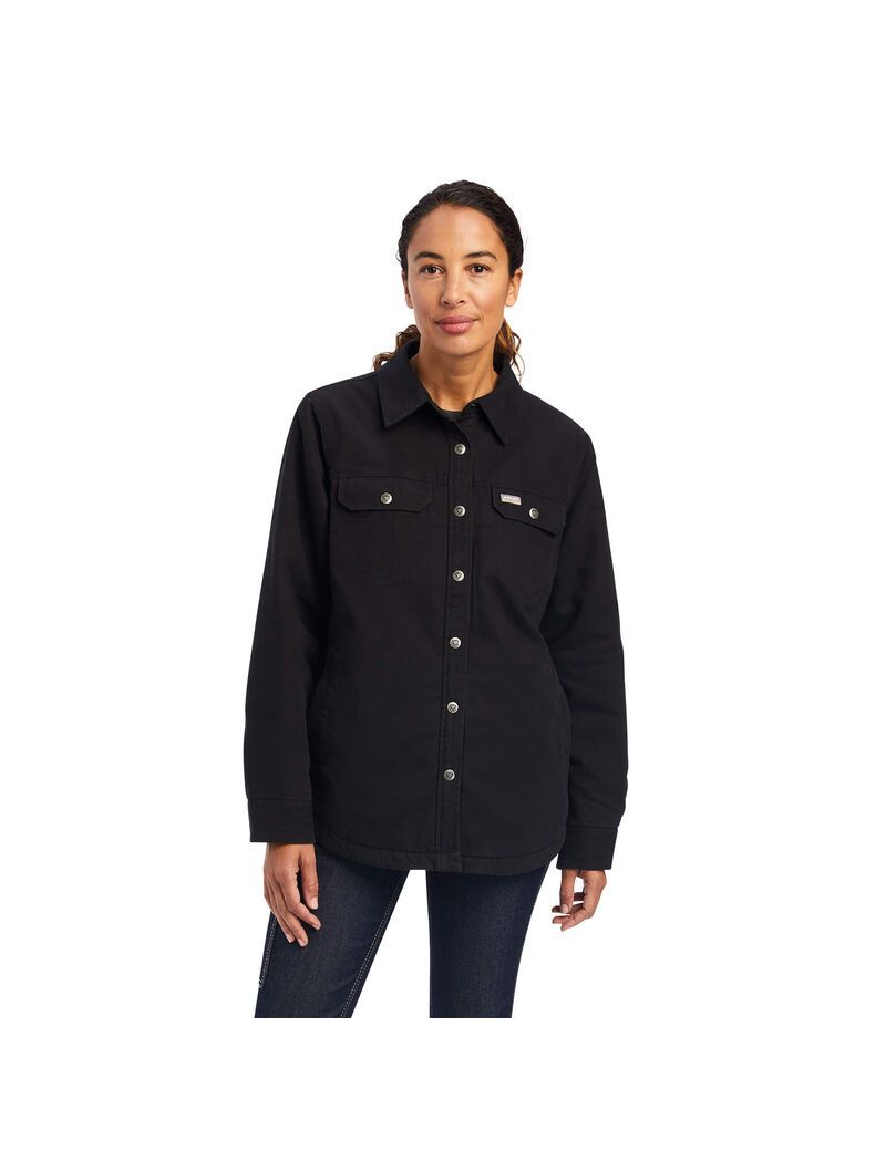 Ropa De Trabajo Ariat Rebar Classic Lona Shirts Jackets Mujer Negras | ELFD42687