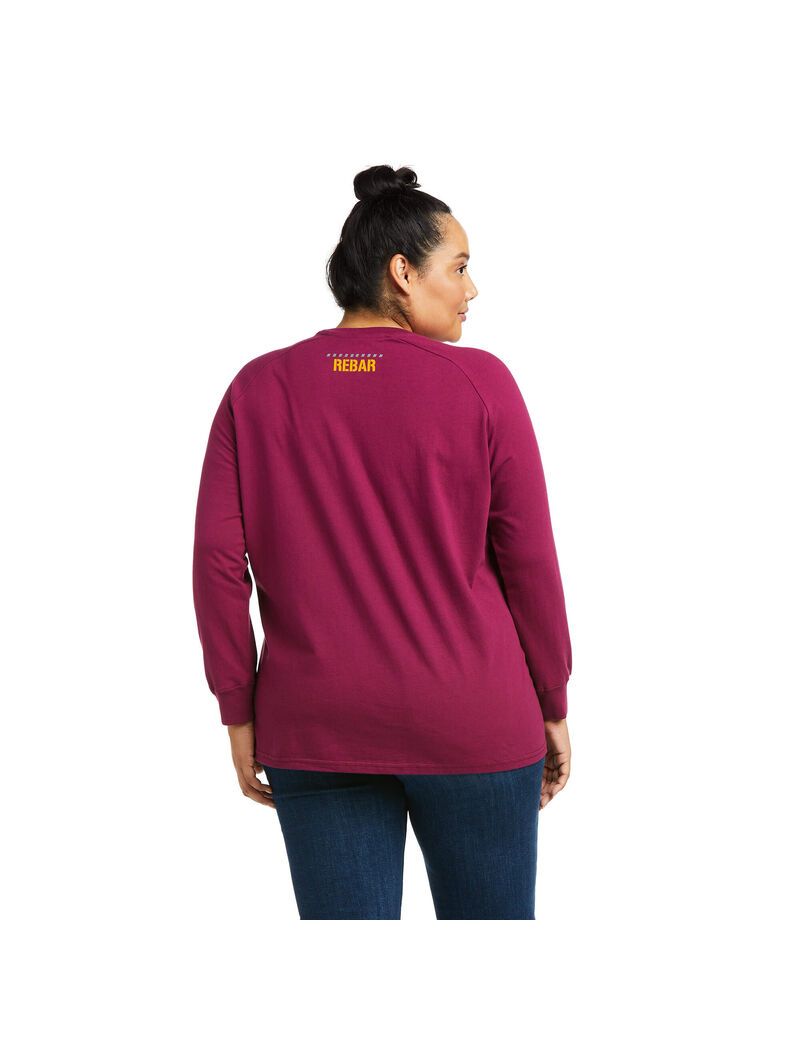 Ropa De Trabajo Ariat Rebar CottonStrong Block T Shirts Mujer Moradas | MJKX14897