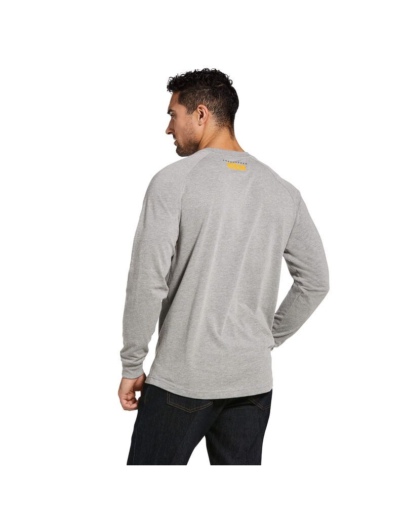 Ropa De Trabajo Ariat Rebar CottonStrong Block T Shirts Hombre Gris | MWXB04287