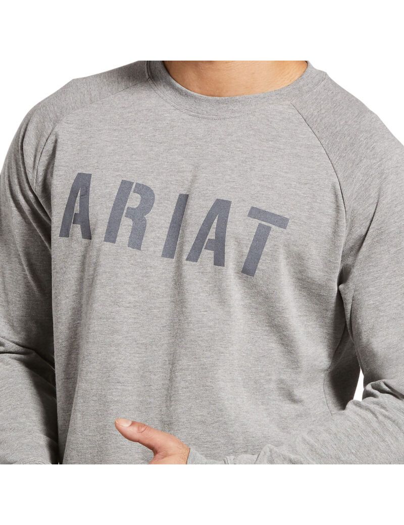 Ropa De Trabajo Ariat Rebar CottonStrong Block T Shirts Hombre Gris | MWXB04287