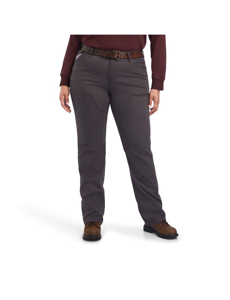 Ropa De Trabajo Ariat Rebar DuraStretch Made Tough Double Front Pants Mujer Gris | QCMS38407