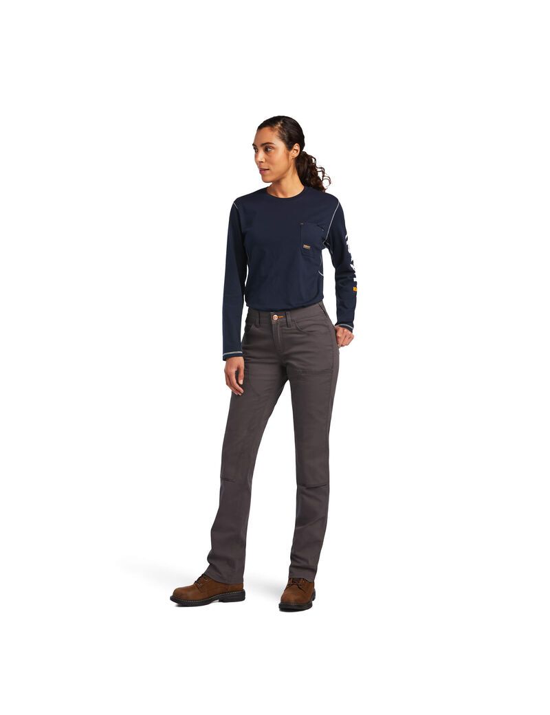 Ropa De Trabajo Ariat Rebar DuraStretch Made Tough Double Front Pants Mujer Gris | QCMS38407