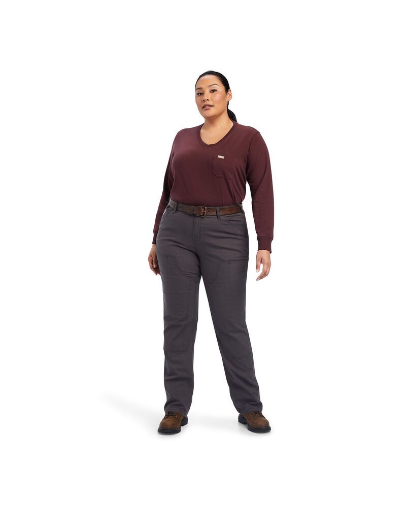 Ropa De Trabajo Ariat Rebar DuraStretch Made Tough Double Front Pants Mujer Gris | QCMS38407