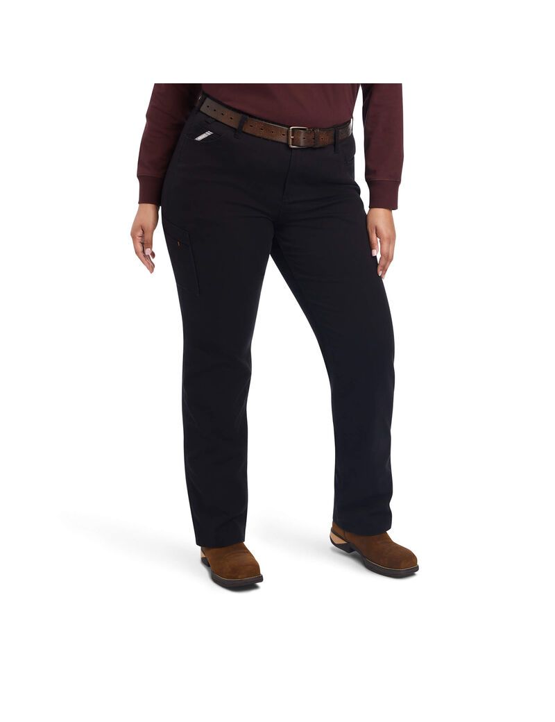 Ropa De Trabajo Ariat Rebar DuraStretch Made Tough Directo Leg Pants Mujer Negras | SQYJ56714