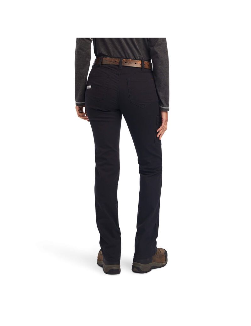 Ropa De Trabajo Ariat Rebar DuraStretch Made Tough Directo Leg Pants Mujer Negras | SQYJ56714