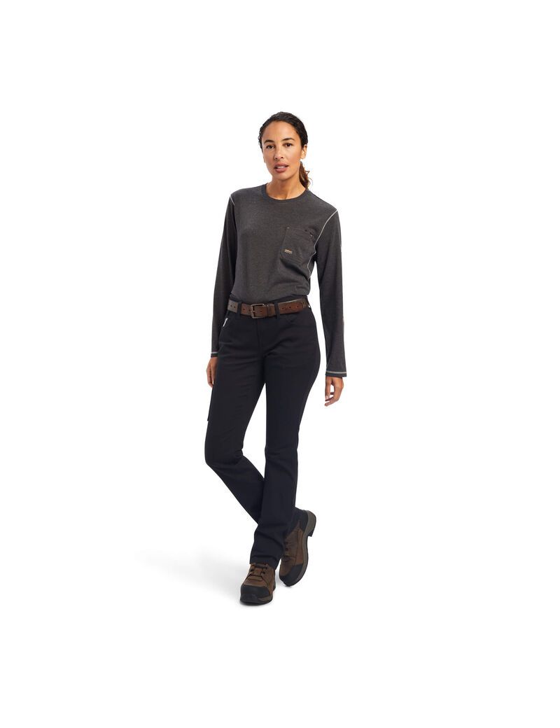 Ropa De Trabajo Ariat Rebar DuraStretch Made Tough Directo Leg Pants Mujer Negras | SQYJ56714