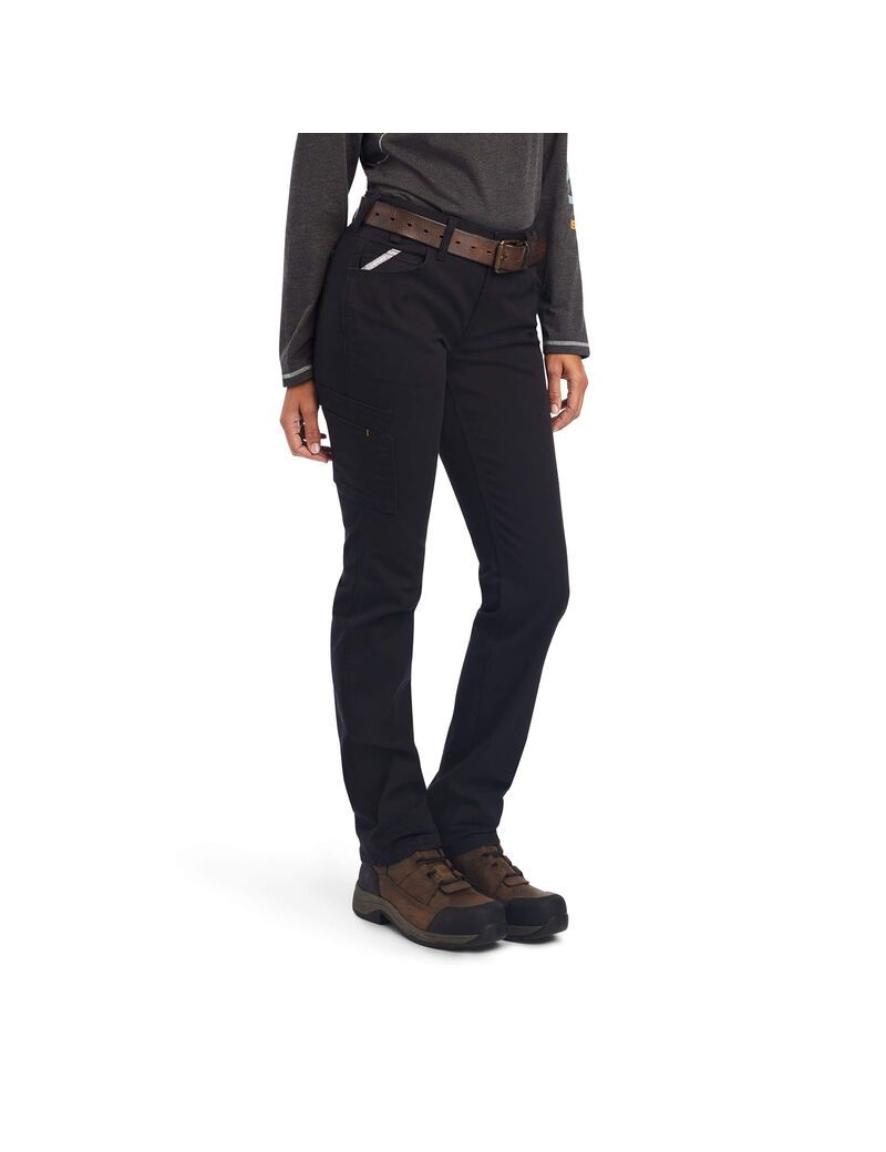 Ropa De Trabajo Ariat Rebar DuraStretch Made Tough Directo Leg Pants Mujer Negras | SQYJ56714