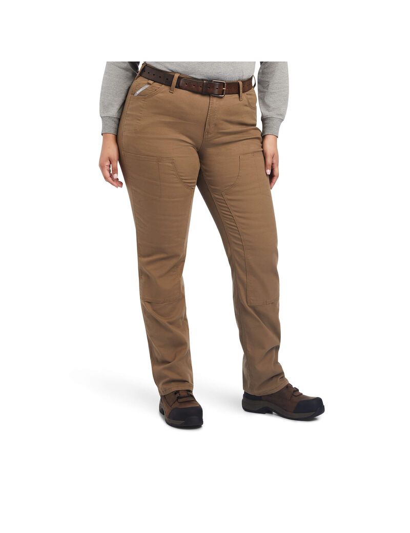 Ropa De Trabajo Ariat Rebar DuraStretch Made Tough Double Front Pants Mujer Kaki | TPSH09165