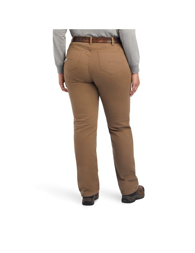 Ropa De Trabajo Ariat Rebar DuraStretch Made Tough Double Front Pants Mujer Kaki | TPSH09165