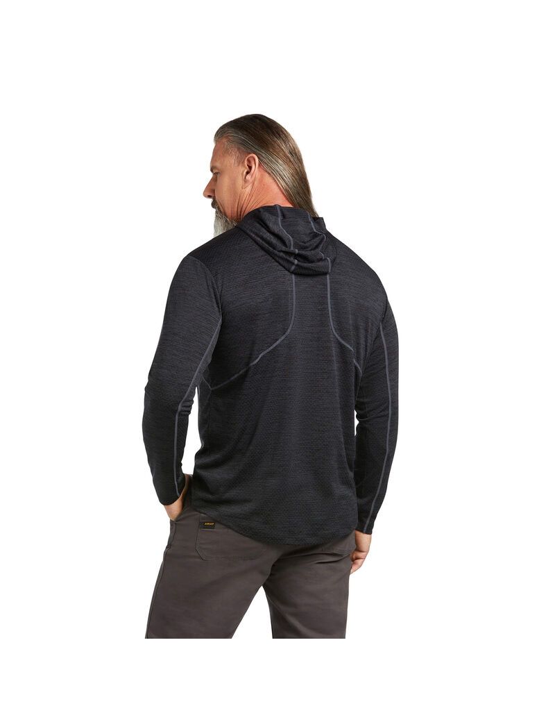 Ropa De Trabajo Ariat Rebar Evolution Encapuchado Sun Shirts Hombre Negras | SXJO86732