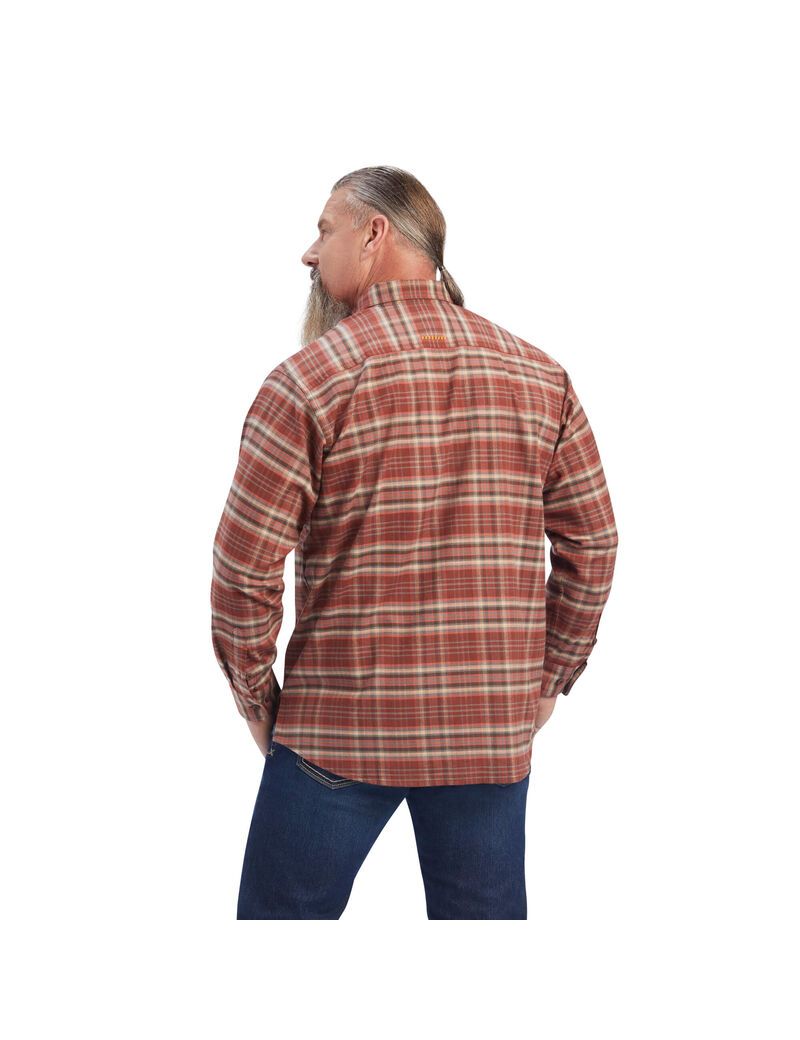 Ropa De Trabajo Ariat Rebar Flannel DuraStretch Trabajo Shirts Hombre Rojas | MESL08796