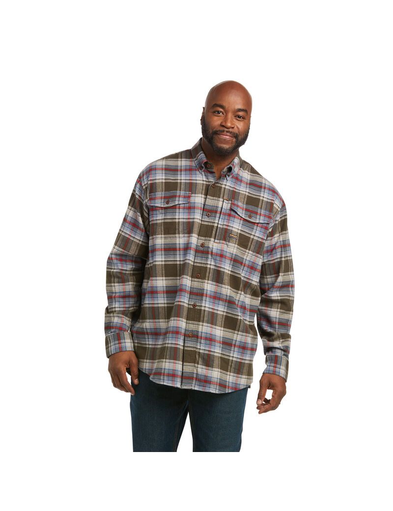 Ropa De Trabajo Ariat Rebar Flannel DuraStretch Trabajo Shirts Hombre Multicolor | POBE25683