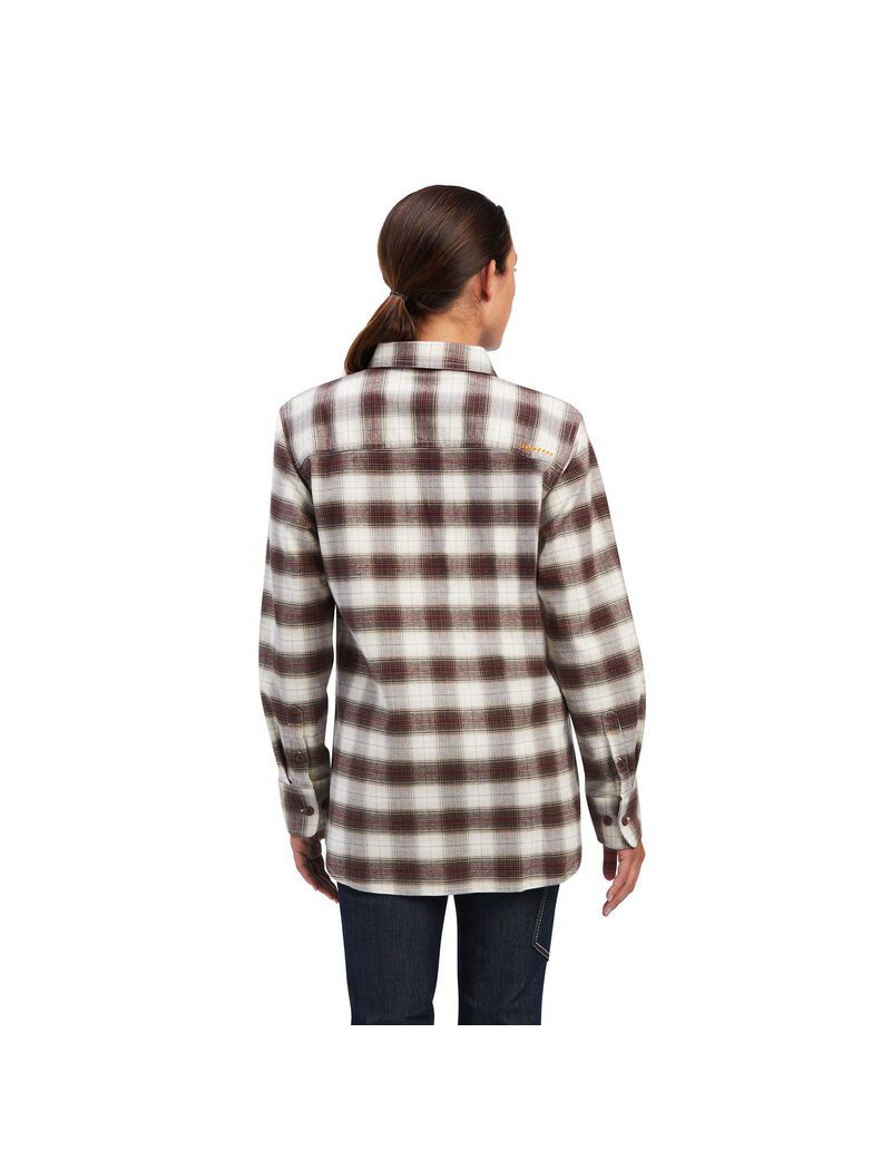 Ropa De Trabajo Ariat Rebar Flannel DuraStretch Trabajo Shirts Mujer Blancas | STGN54276