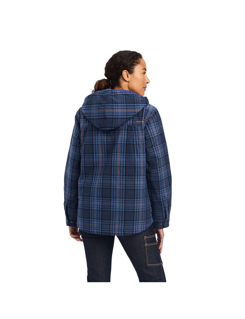 Ropa De Trabajo Ariat Rebar Flannel Shirts Jackets Mujer Azul Marino | SFTQ19205