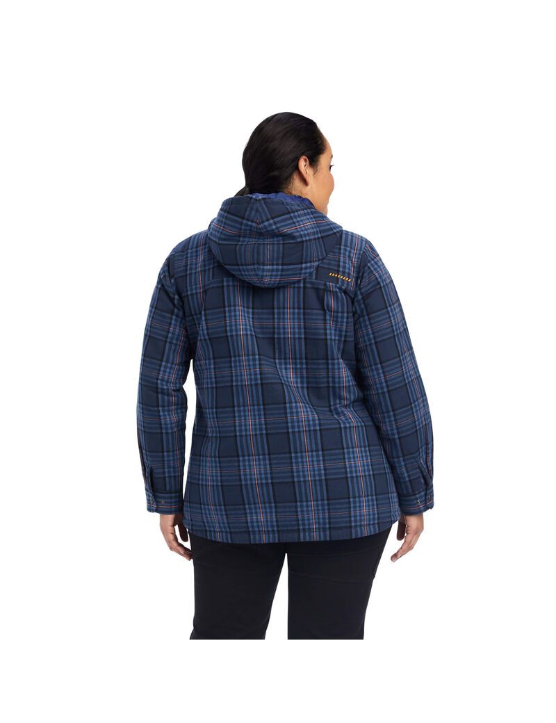 Ropa De Trabajo Ariat Rebar Flannel Shirts Jackets Mujer Azul Marino | SFTQ19205