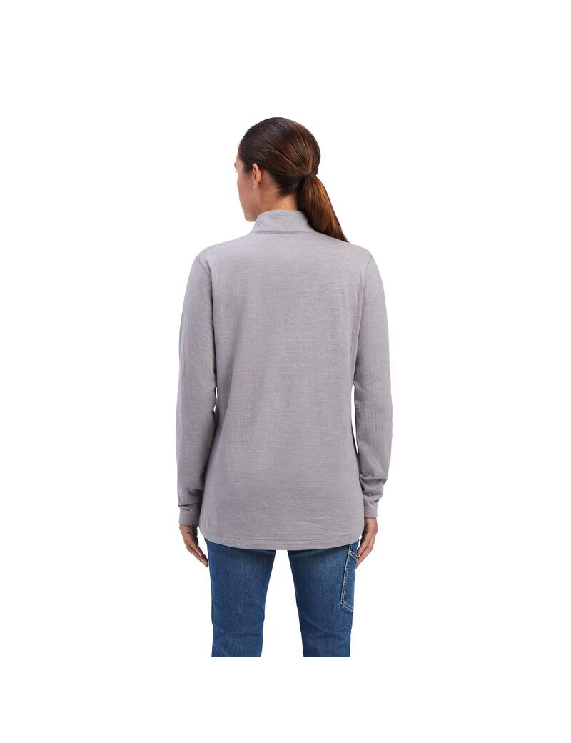 Ropa De Trabajo Ariat Rebar Foundation 1/4 Zip Shirts Mujer Gris | PNXJ18093